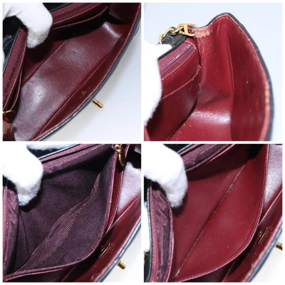 CHANEL Matelasse Chain Shoulder Bag Lamb Skin Black Gold CC Auth 97459 - Picture 16 of 16